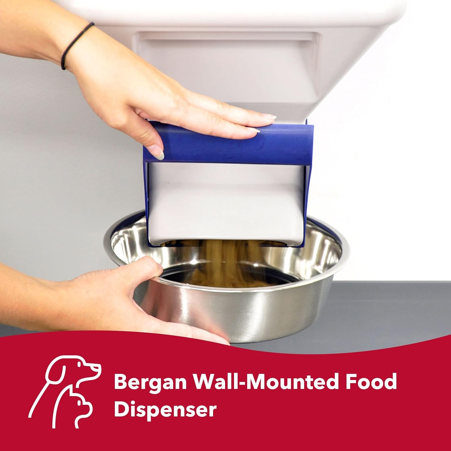 image:imageCoastal Pet Bergan WallMounted Food Dispenser Dog Cat Rabbit and Other Pet Food Storage Container BeigeNavy 40 lbs