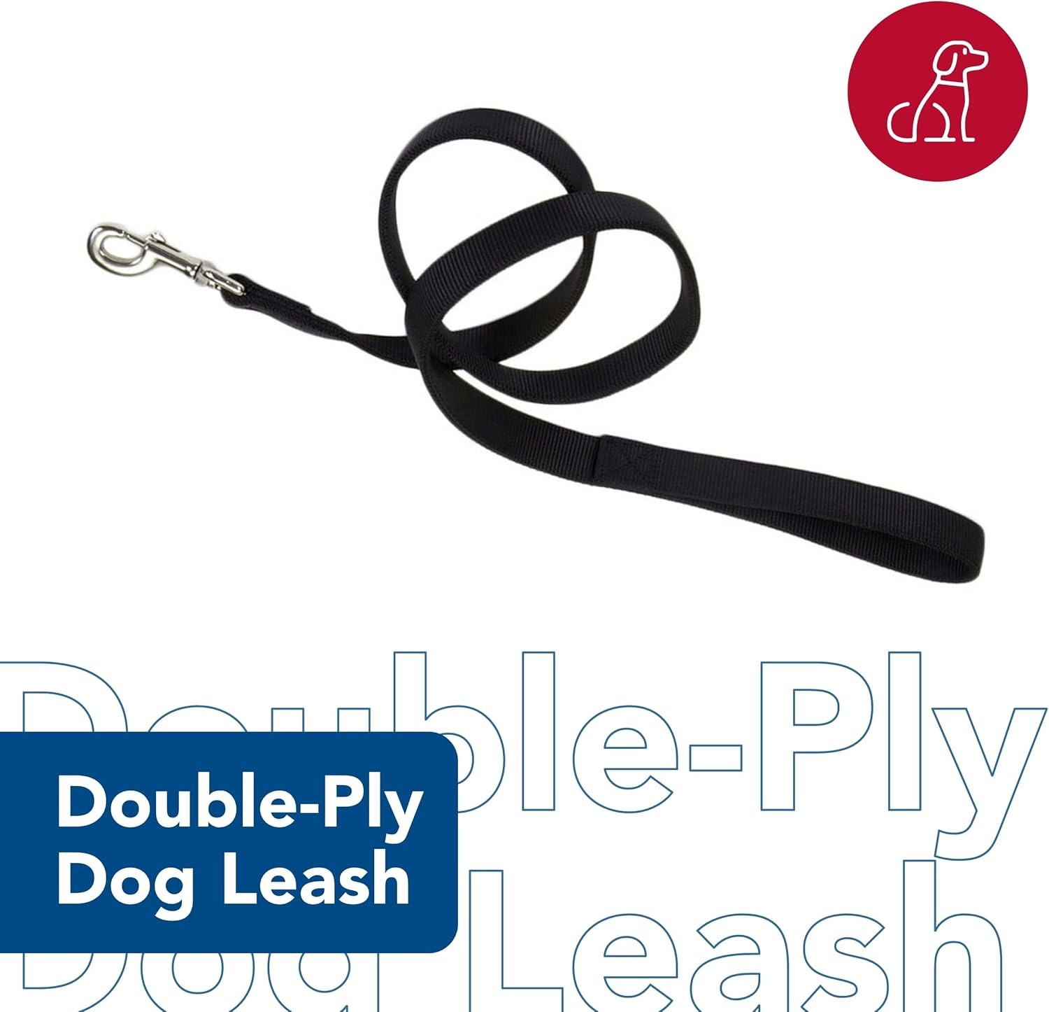 image:imageCoastal Pet DoublePly Dog Leash Bolt Snap Attachment to Collars and Harnesses Nylon Dog Walking Leash for Small Medium and Large Dogs Black 1 x 6Black