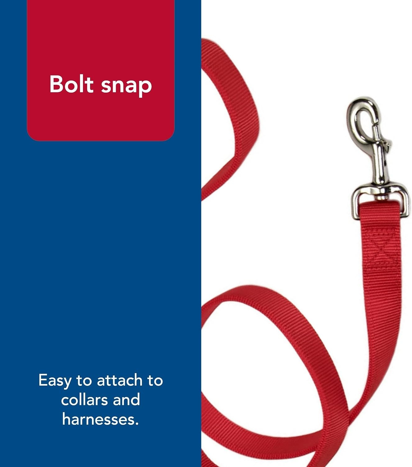 image:imageCoastal Pet DoublePly Dog Leash Bolt Snap Attachment to Collars and Harnesses Nylon Dog Walking Leash for Small Medium and Large Dogs Black 1 x 6Red