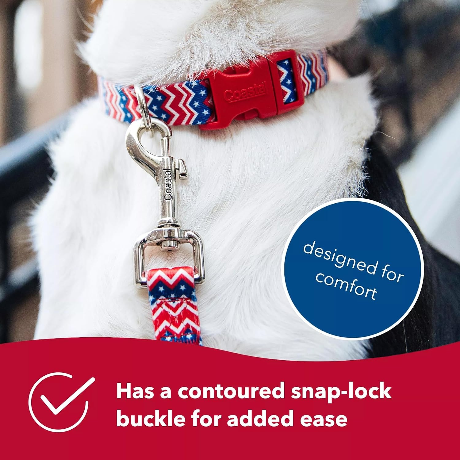 image:imageCoastal Pet Styles Adjustable Dog Collar Stylish Patterned Fabrics SnapLock Buckle Adjustable Dog Collar for Small Medium or Large Dogs Special Paws 38 x 0812