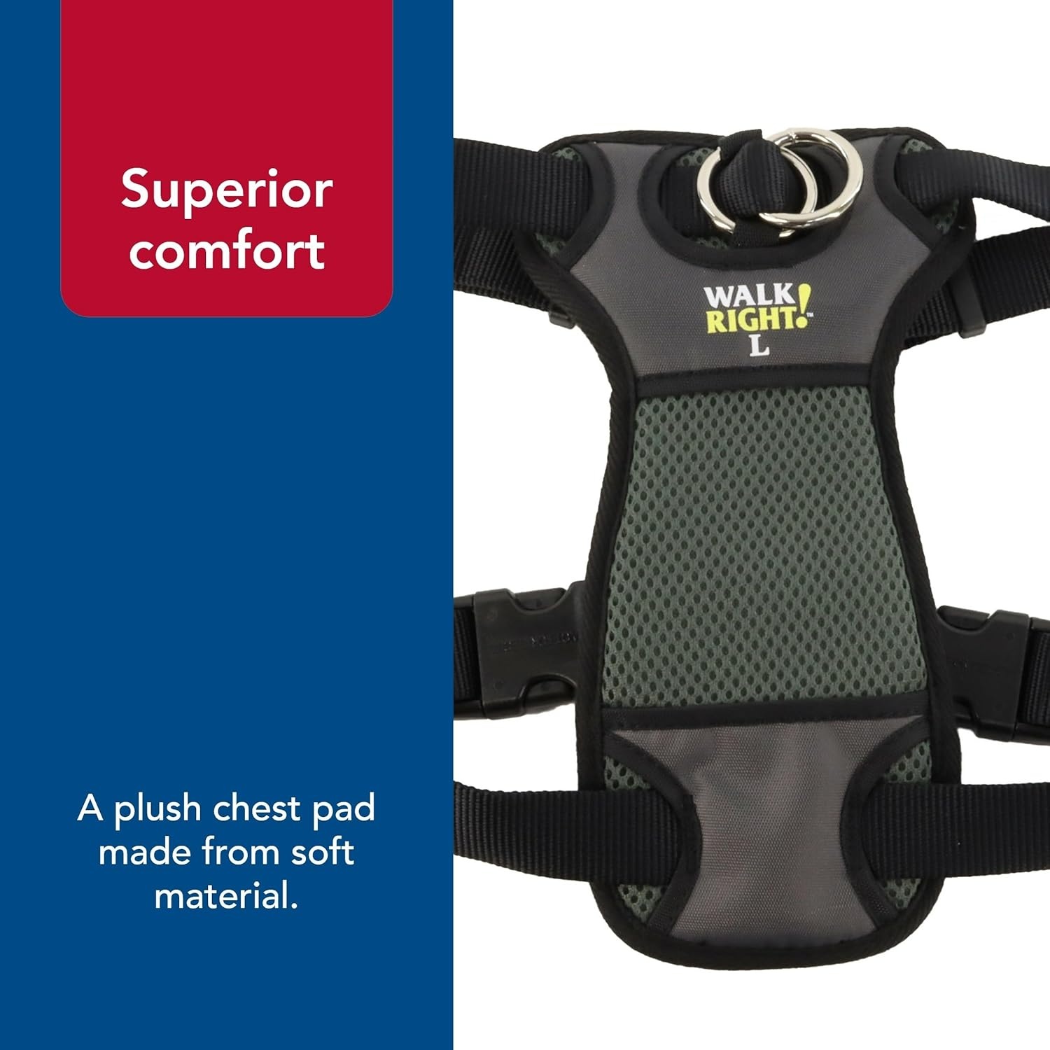 image:imageCoastal Pet Walk Right FrontConnect NoPull Padded Dog Harness Adjustable amp Comfortable Dog Harness Small amp Large Breed Fit Quality Pet Supplies Black LRG 2638Red