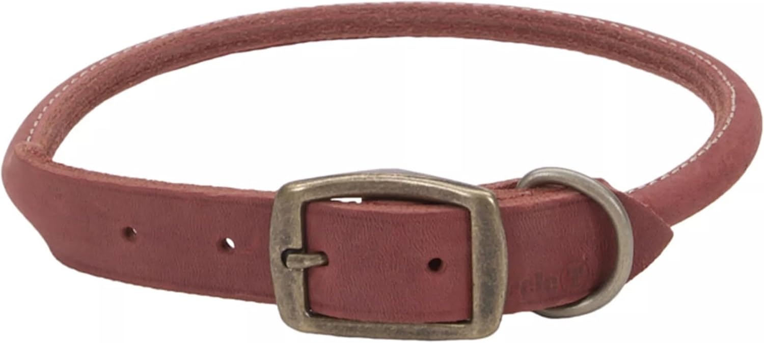 image:imageCoastal Pet Circle T Rustic Leather Round Dog Collar Slate Grey 1 x 24Brick Red