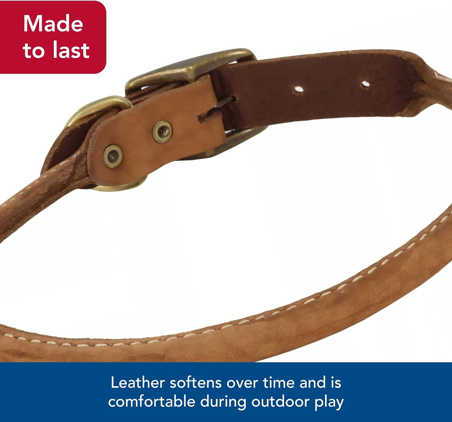 image:imageCoastal Pet Circle T Rustic Leather Round Dog Collar Slate Grey 1 x 24Brick Red