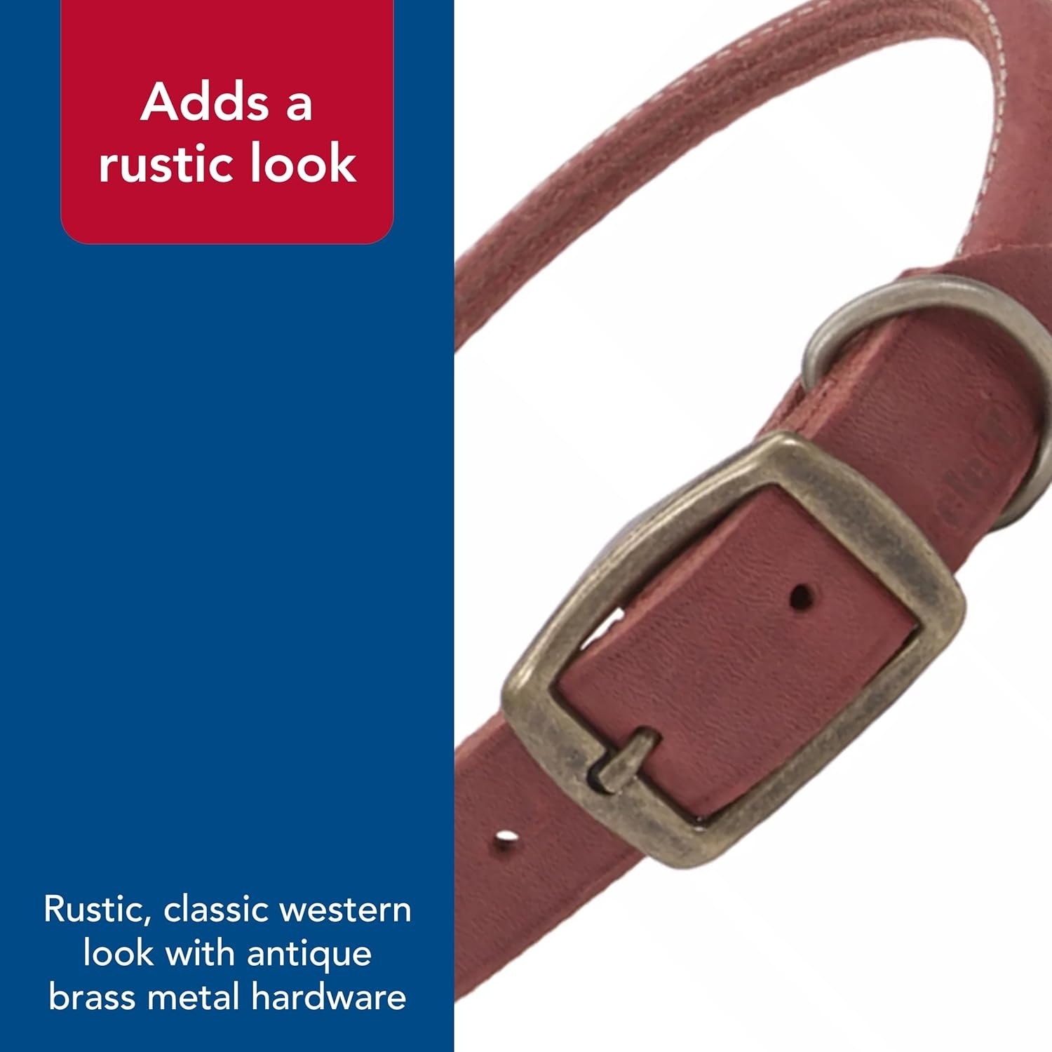 image:imageCoastal Pet Circle T Rustic Leather Round Dog Collar Slate Grey 1 x 24Brick Red