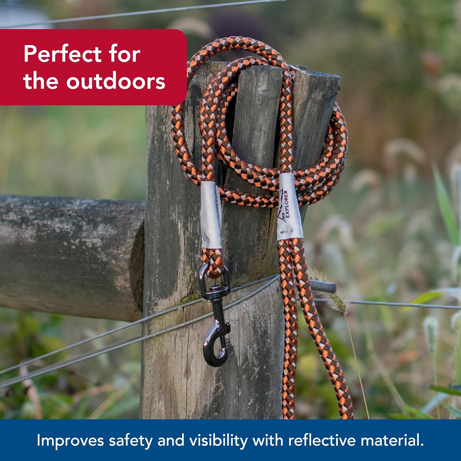 image:imageCoastal Pet K9 Explorer Reflective Braided Rope Snap Dog Leash HeavyDuty Leash Comfortable amp Secure Grip Reflective Cord amp Rugged Gunmetal Hardware Fern 06Rosebud