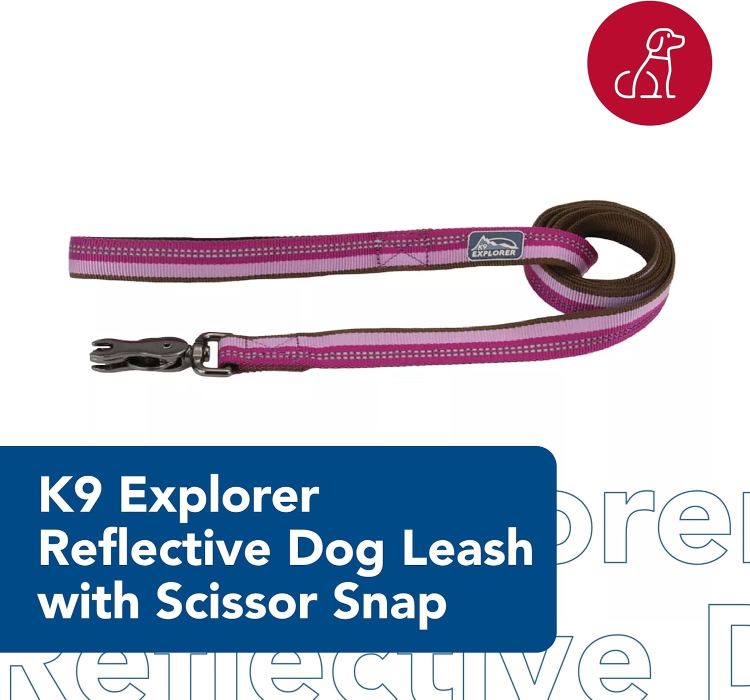 image:imageCoastal Pet K9 Explorer Reflective Dog Leash with Scissor Snap Durable Nylon for Dogs amp Puppies Pet Supplies Orchid 58 x 6Rosebud