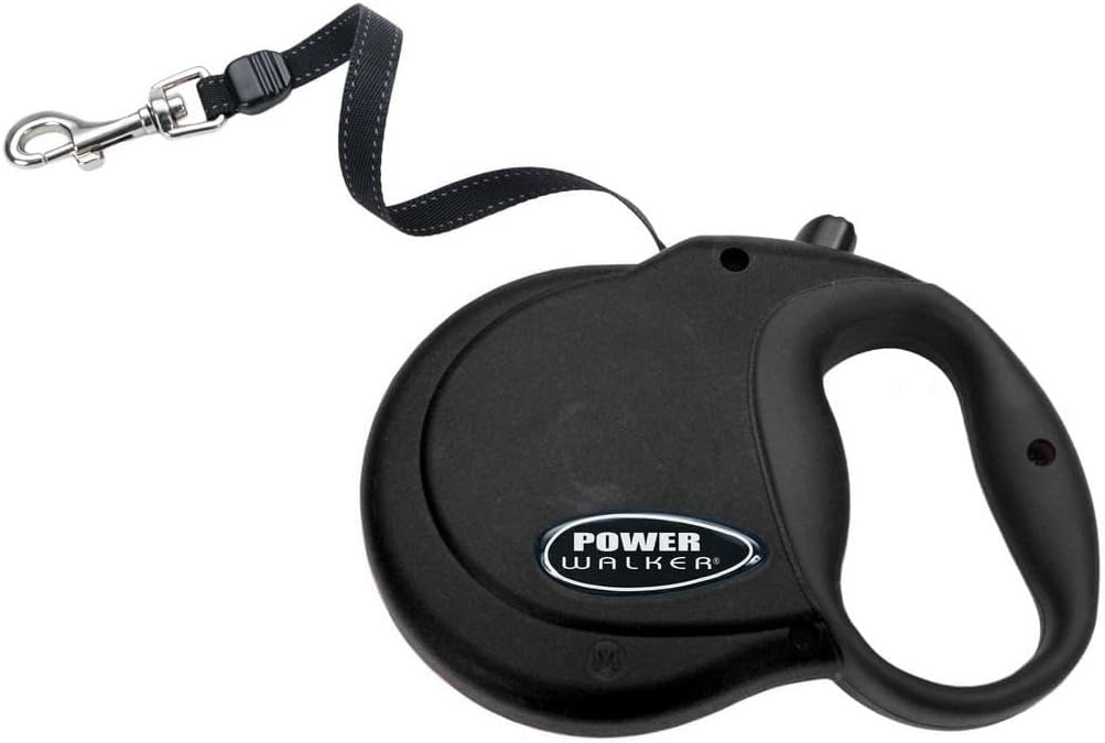 image:imageCoastal Pet Power Walker Dog Retractable Leash Reflective Dog Leash StopandRelease Control Button Comfort Grip Handle Blue LargeBlack