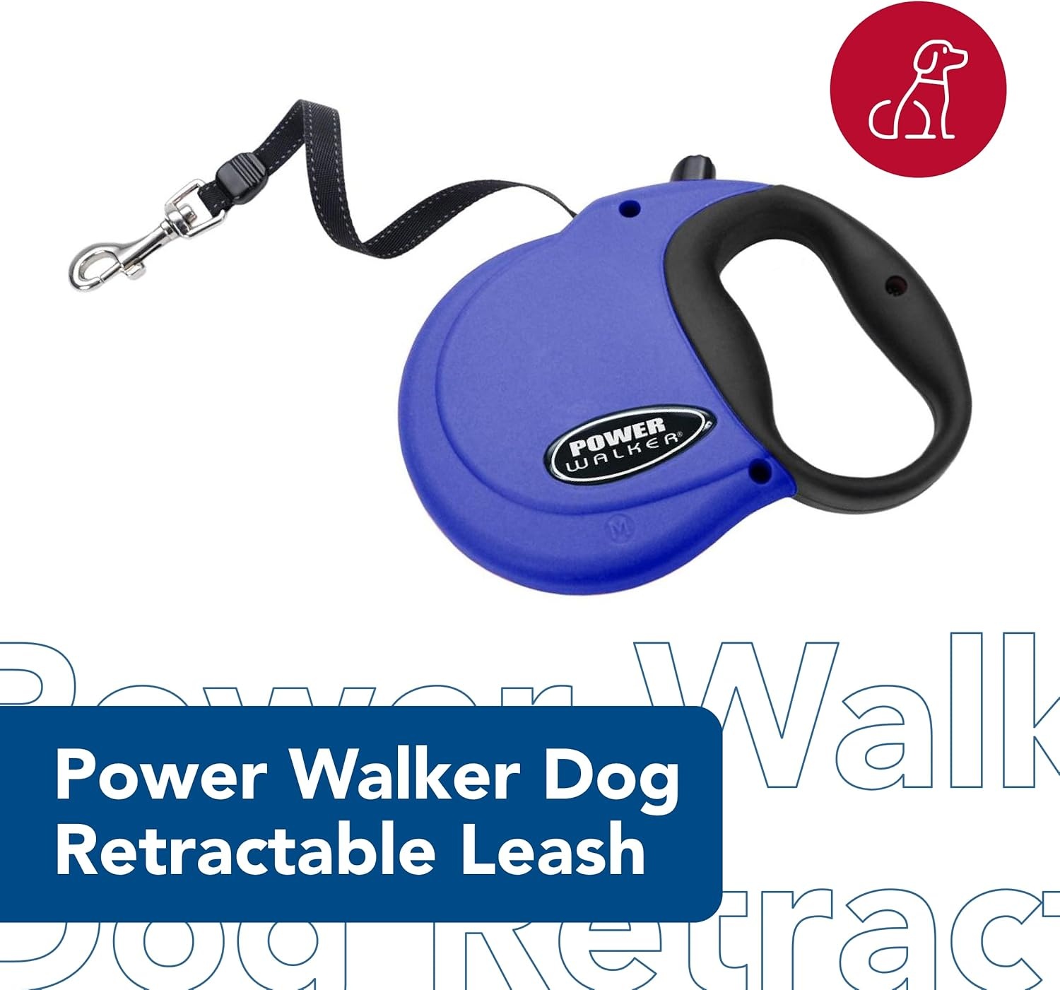 image:imageCoastal Pet Power Walker Dog Retractable Leash Reflective Dog Leash StopandRelease Control Button Comfort Grip Handle Blue LargePink