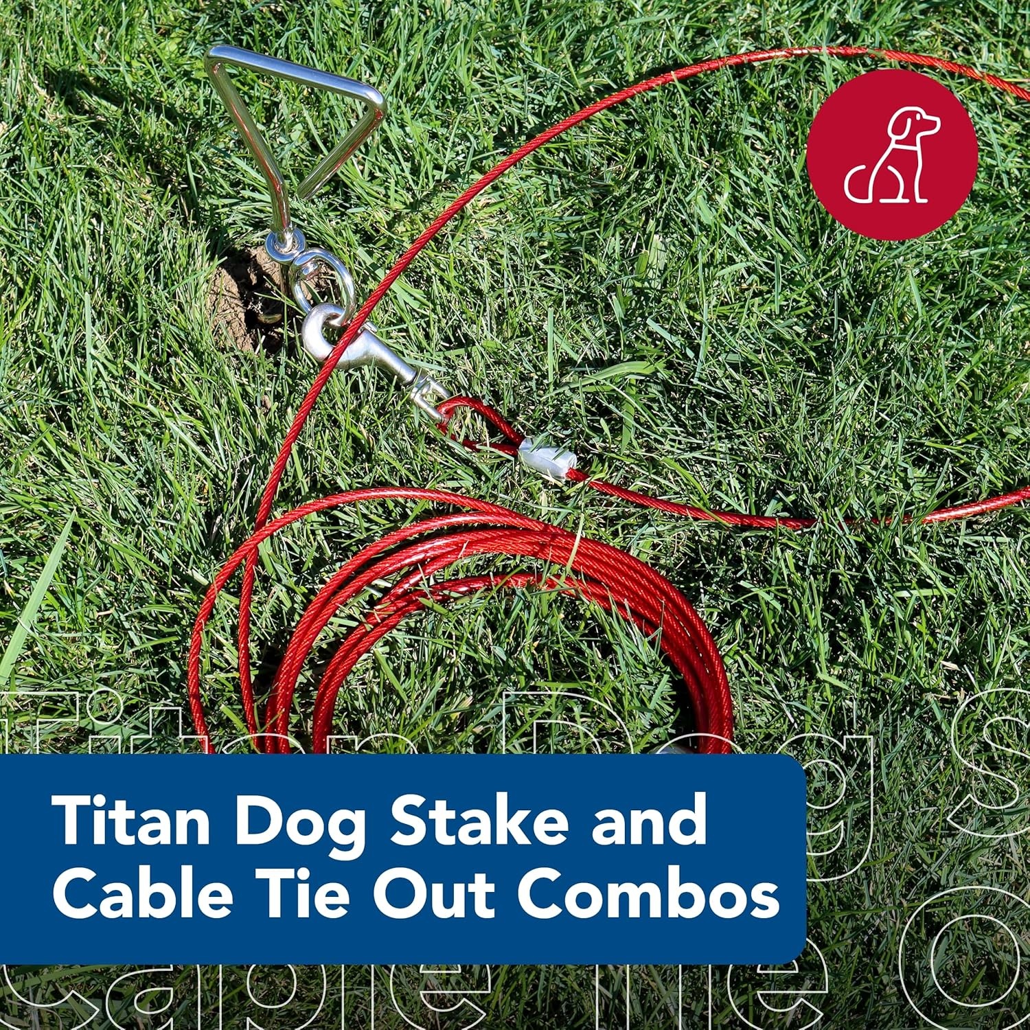 image:imageCoastal Pet Titan Dog Stake amp Cable Tie Out Combos Cable Tie Out for Dogs Features Nickel Snaps Durable HeavyDuty Dog Tie Out Cable Quality Dog Supplies 15