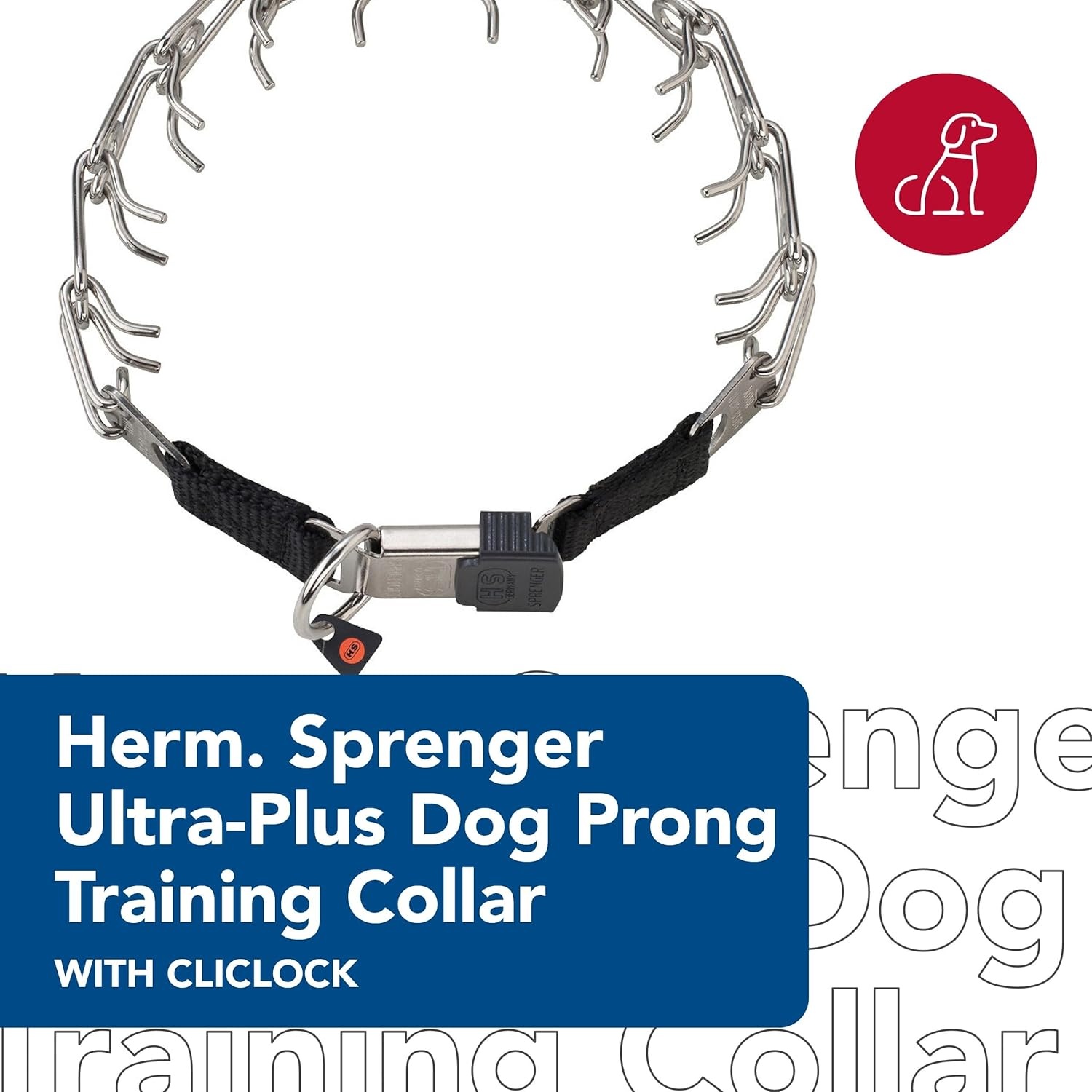 image:imageHerm Sprenger UltraPlus Prong Dog Training Collar with ClicLock Chrome 225 mm x 14 Neck Size 16 Chain Length225 mm x 14 16 Pack of 1