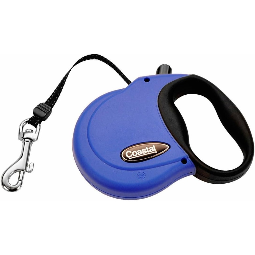 image:imageCoastal Pet Power Walker Dog Retractable Leash Reflective Dog Leash StopandRelease Control Button Comfort Grip Handle Blue LargeBlue