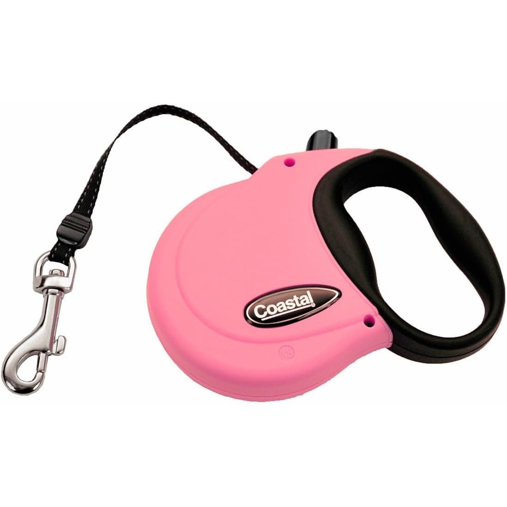 image:imageCoastal Pet Power Walker Dog Retractable Leash Reflective Dog Leash StopandRelease Control Button Comfort Grip Handle Blue LargePink