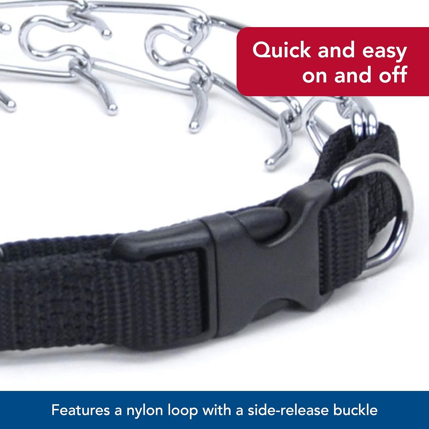 image:imageCoastal Pet Titan EasyOn Dog Prong Training Collar with Buckle Durable Metal Training Collar for Dogs with Side Release Buckle Black 3 mm x 18Black
