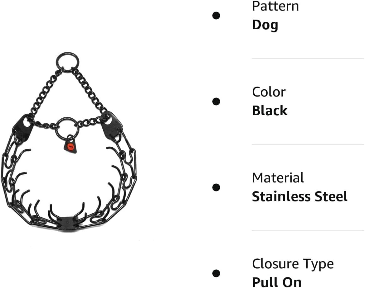 image:imageHerm Sprenger UltraPlus Black Stainless Steel Dog Prong Training Collar 225mm Prongs x 16 Overall Length Neck Size up to 13 in16 in 41 cm x 225 mm