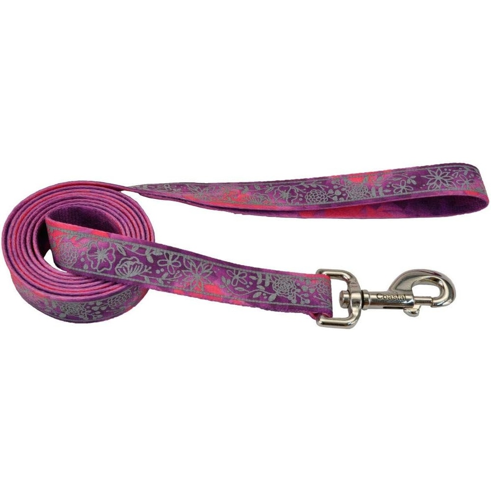 image:imageCoastal Lazer Brite LazerBrite Patterned Leash Blue Multi Bone 1 x 6Pink Multi Flowers