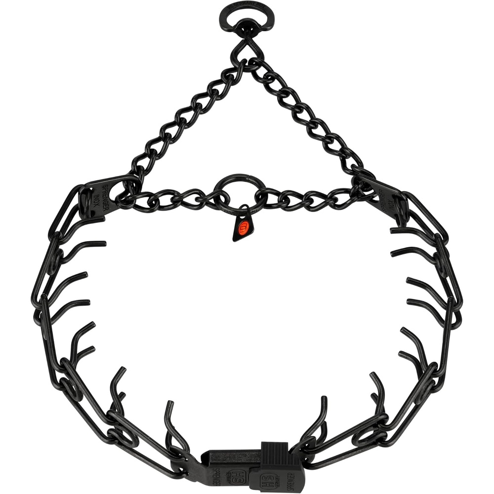 image:imageHerm Sprenger UltraPlus Black Stainless Steel Dog Prong Training Collar 225mm Prongs x 16 Overall Length Neck Size up to 13 in18in x 225mm neck size up to 15in