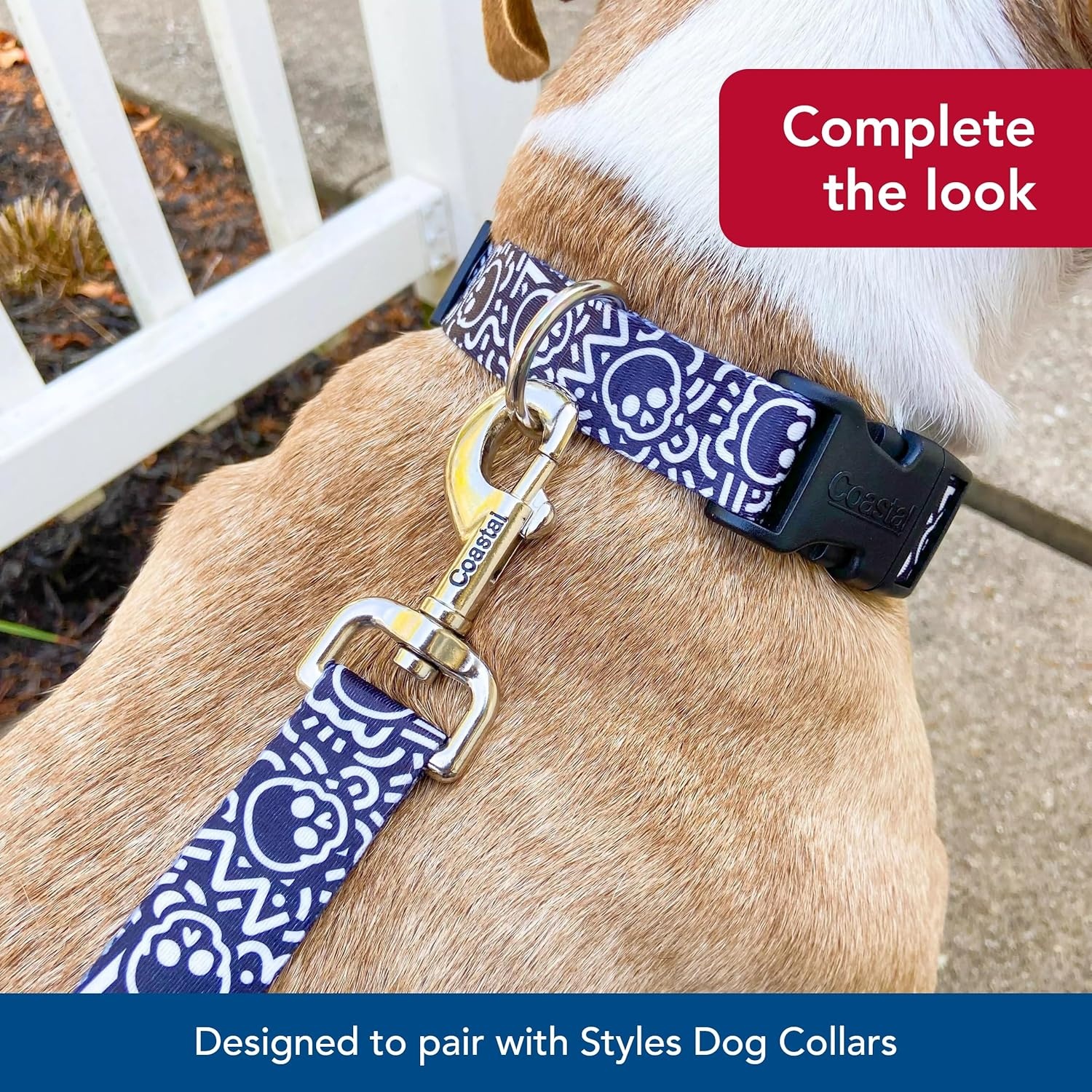 image:imageCoastal Styles Dog Leash Vibrant and Trendy Dog Leash Green and Pink Hunter Tropical Flower Print 38 x 6Black Skulls