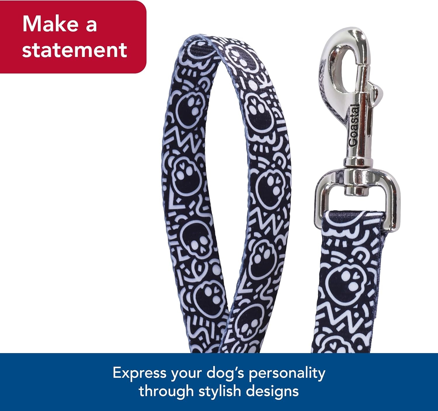 image:imageCoastal Styles Dog Leash Vibrant and Trendy Dog Leash Green and Pink Hunter Tropical Flower Print 38 x 6Black Skulls