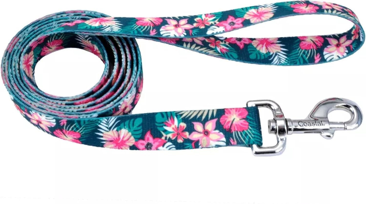 image:imageCoastal Styles Dog Leash Vibrant and Trendy Dog Leash Green and Pink Hunter Tropical Flower Print 38 x 6Hunter Tropical Flower