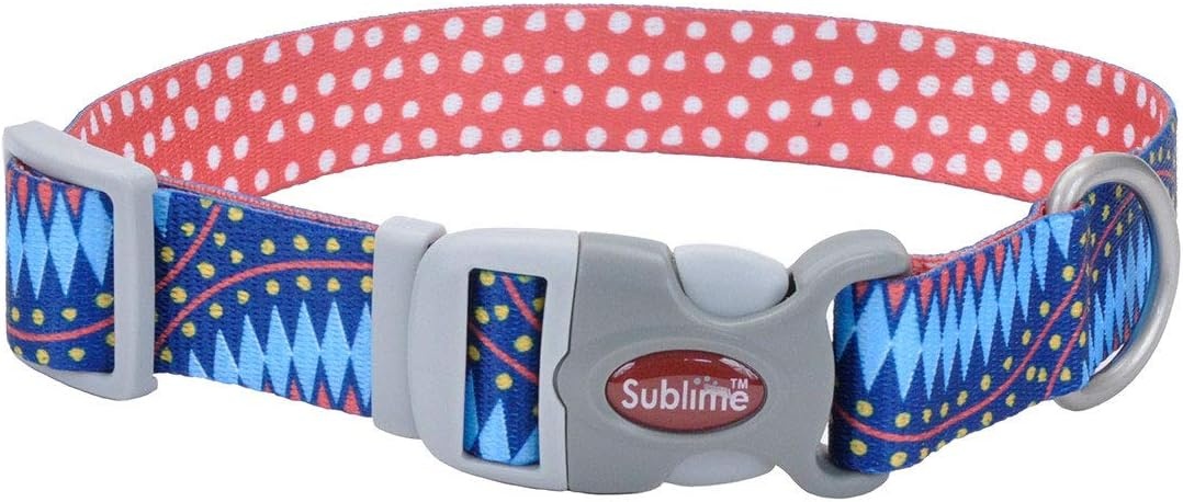 image:imageCoastal Sublime Adjustable Dog Collar Aztec Yellow Chevron 1 12 x 1826Blue Diamond Dots