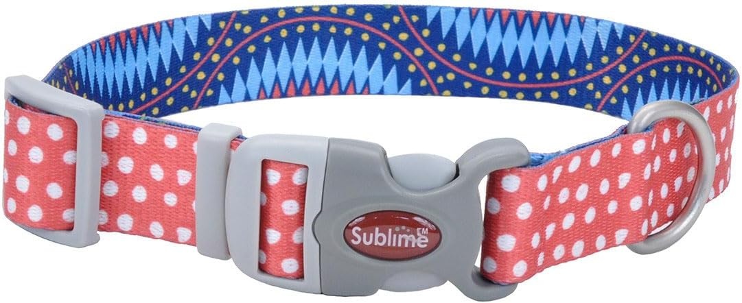 image:imageCoastal Sublime Adjustable Dog Collar Aztec Yellow Chevron 1 12 x 1826Dots Blue Diamond