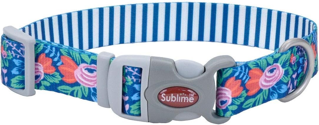 image:imageCoastal Sublime Adjustable Dog Collar Aztec Yellow Chevron 1 12 x 1826Flower Teal Stripe