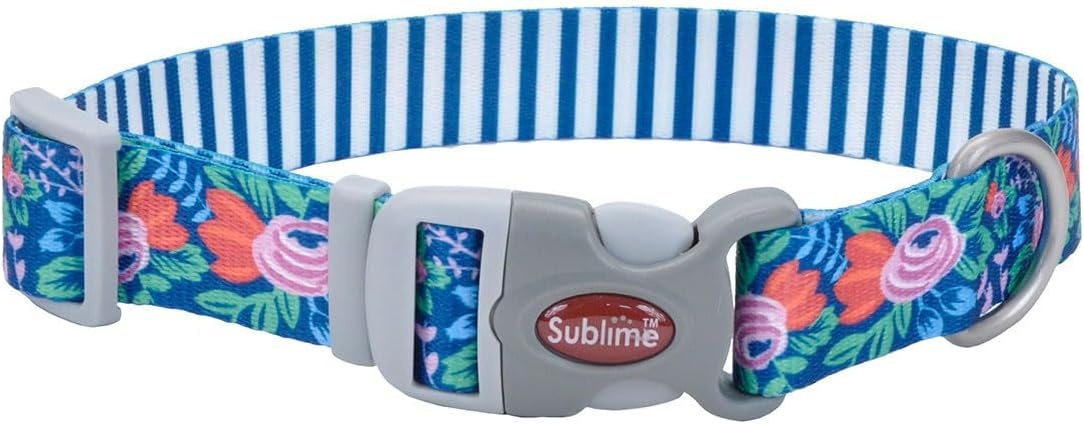 image:imageCoastal Sublime Adjustable Dog Collar Aztec Yellow Chevron 1 12 x 1826Flower Teal Stripe