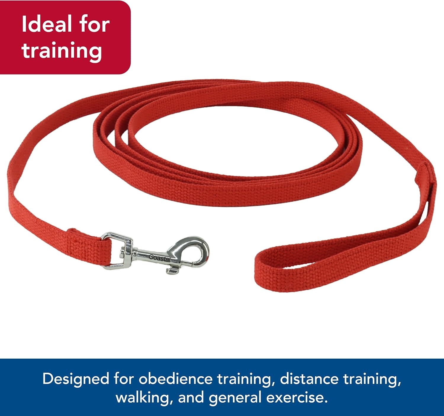 image:imageCoastal Cotton Web Training Dog Leash Red 20 ft