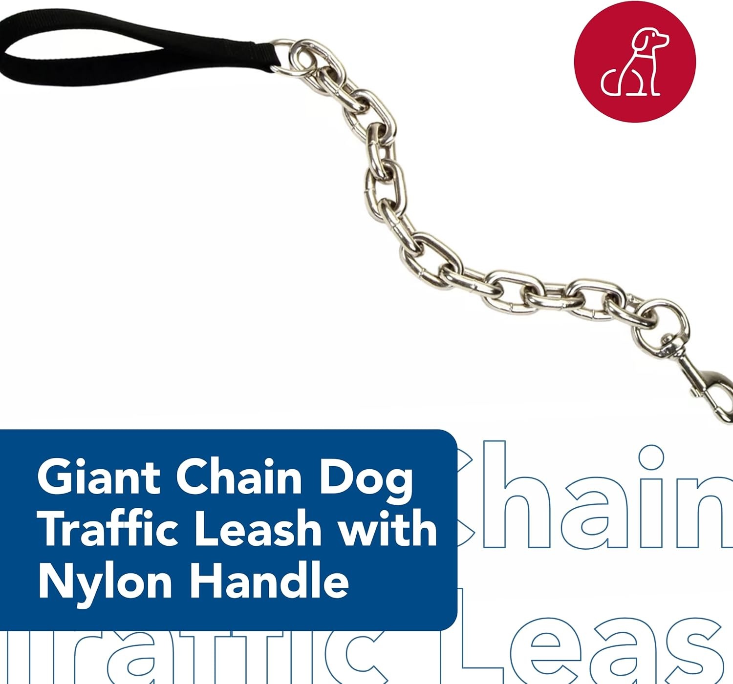 image:imageCoastal Pet Giant Chain Dog Traffic Leash with Nylon Handle Black 1 x 30Black