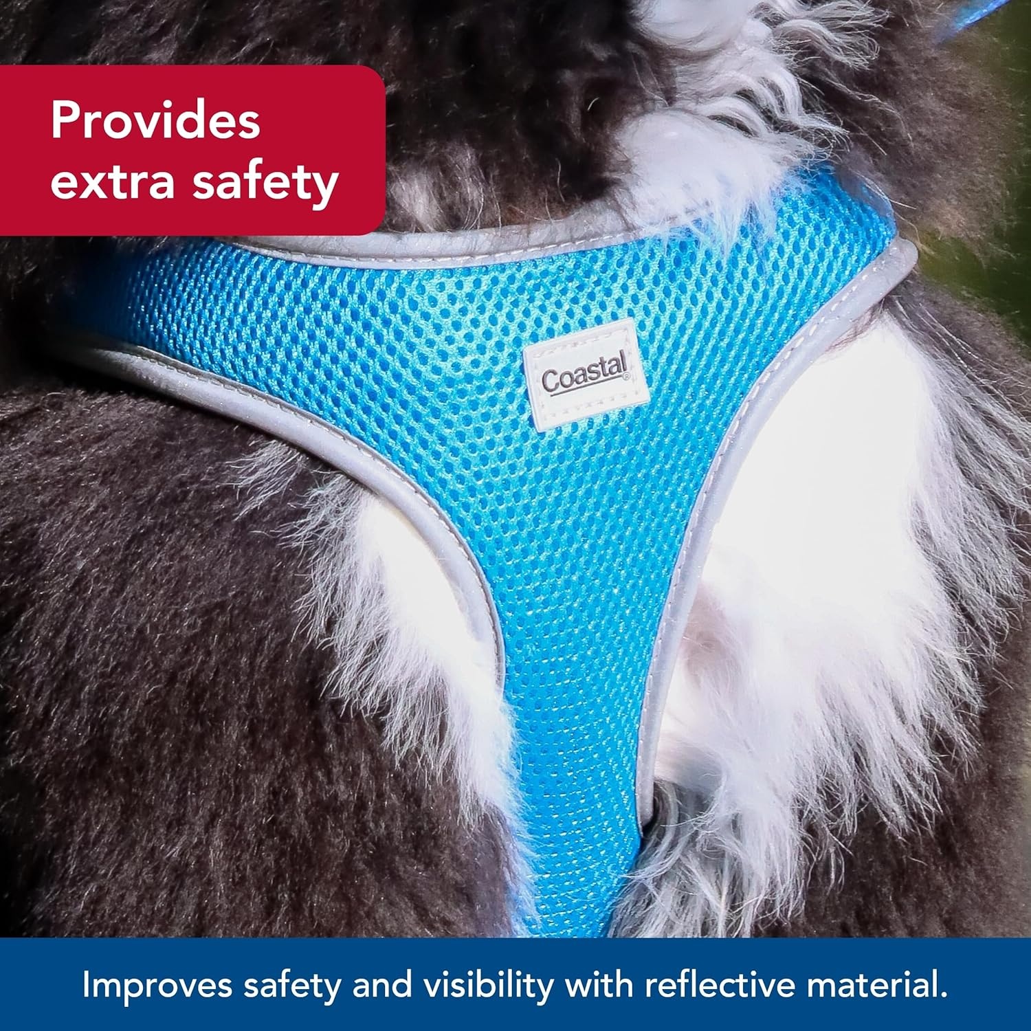 image:imageCoastal Pet Comfort Soft Reflective Wrap Adjustable Dog Harness NoPull Dog Harness for Small amp Large Dogs Blue Lagoon 1 x 2836