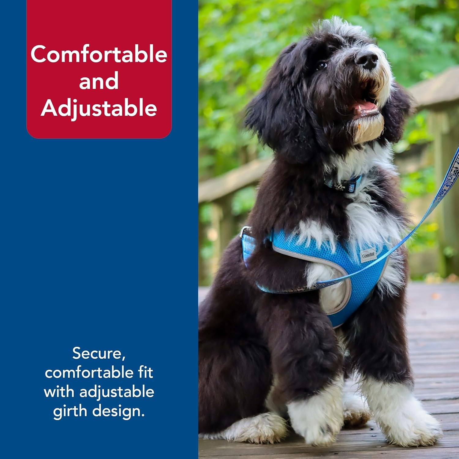 image:imageCoastal Pet Comfort Soft Reflective Wrap Adjustable Dog Harness NoPull Dog Harness for Small amp Large Dogs Blue Lagoon 1 x 2836