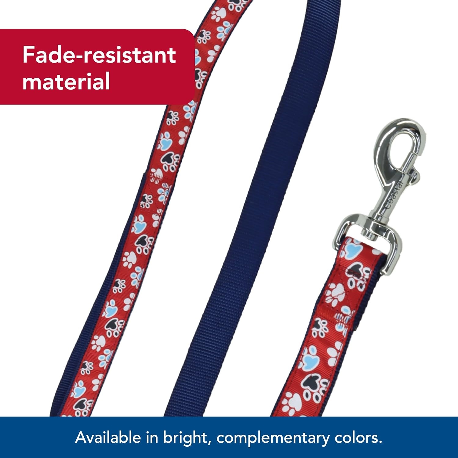 image:imageCoastal Pet Ribbon Dog Leash Contemporary Stylish Look Durable FadeResistant Nylon Material Perfect for Dogs Red with Paws 1 x 06