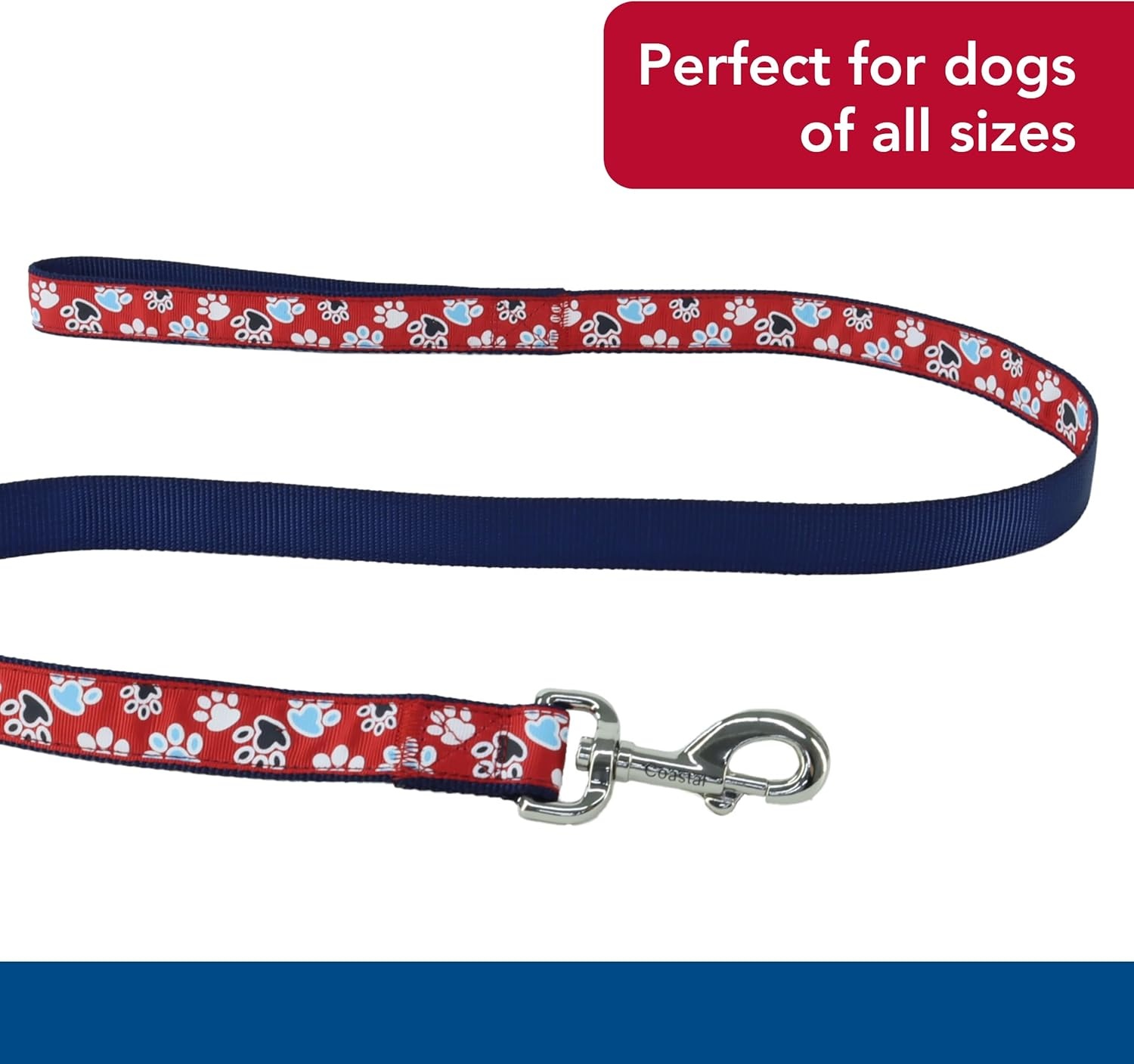 image:imageCoastal Pet Ribbon Dog Leash Contemporary Stylish Look Durable FadeResistant Nylon Material Perfect for Dogs Red with Paws 1 x 06