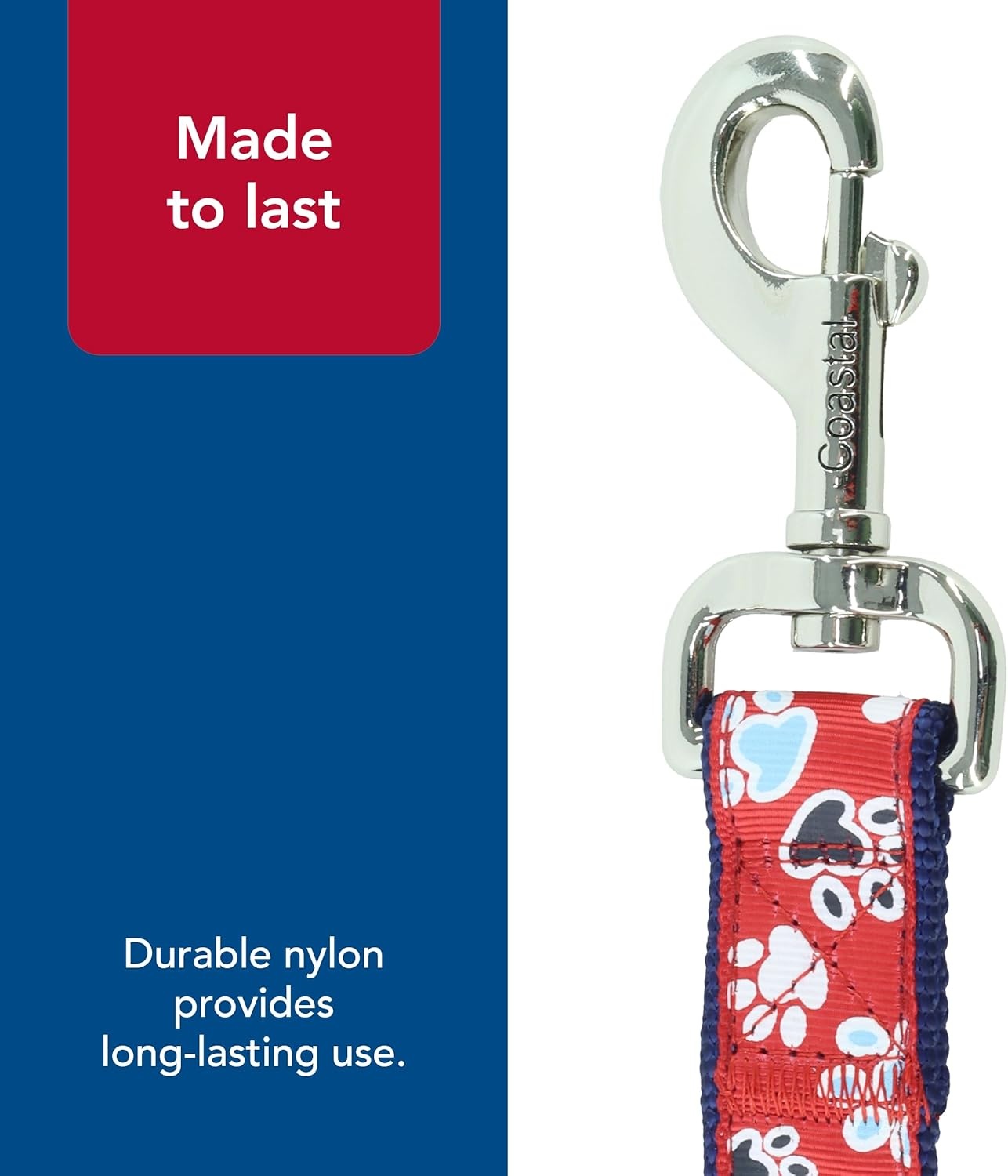 image:imageCoastal Pet Ribbon Dog Leash Contemporary Stylish Look Durable FadeResistant Nylon Material Perfect for Dogs Red with Paws 1 x 06