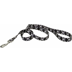 image:imageCoastal  Styles Dog Leash  Vibrant and Trendy Dog Leash  Green and Pink Hunter Tropical Flower Print  38 x 6Black Skulls