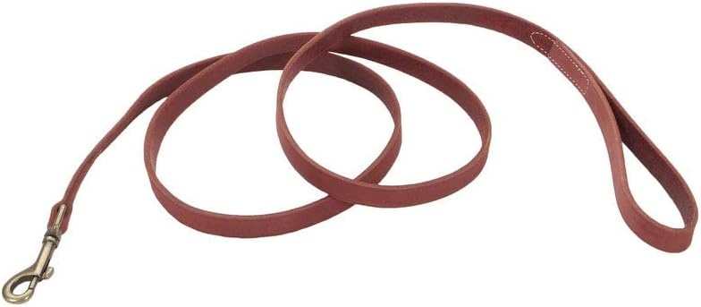 image:imageCoastal Circle T Rustic Leather Town Dog Leash Chocolate Brown with Oxidized Plated Brass Hardware 38 x 6Brick Red