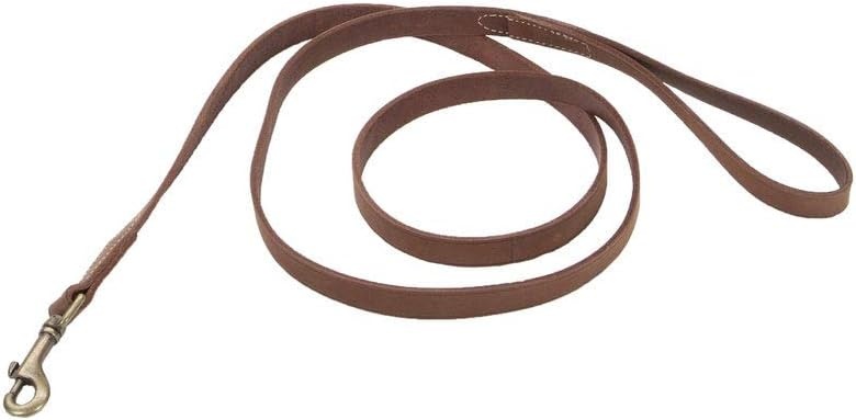 image:imageCoastal Circle T Rustic Leather Town Dog Leash Chocolate Brown with Oxidized Plated Brass Hardware 38 x 6Chocolate