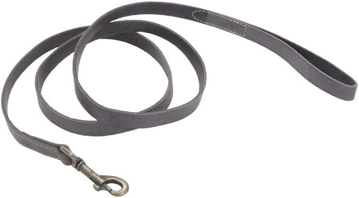 image:imageCoastal Circle T Rustic Leather Town Dog Leash Chocolate Brown with Oxidized Plated Brass Hardware 38 x 6Slate Grey