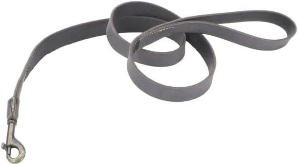 image:imageCoastal Circle T Rustic Leather Town Dog Leash Chocolate Brown with Oxidized Plated Brass Hardware 38 x 6Slate Grey
