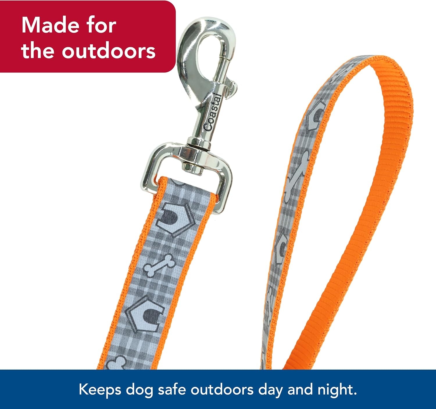 image:imageCoastal Lazer Brite Reflective Dog Leash Red Paws and Bones 1 x 06Orange Dog Houses