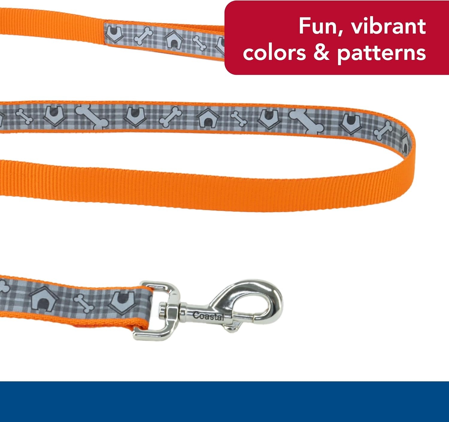 image:imageCoastal Lazer Brite Reflective Dog Leash Red Paws and Bones 1 x 06Orange Dog Houses