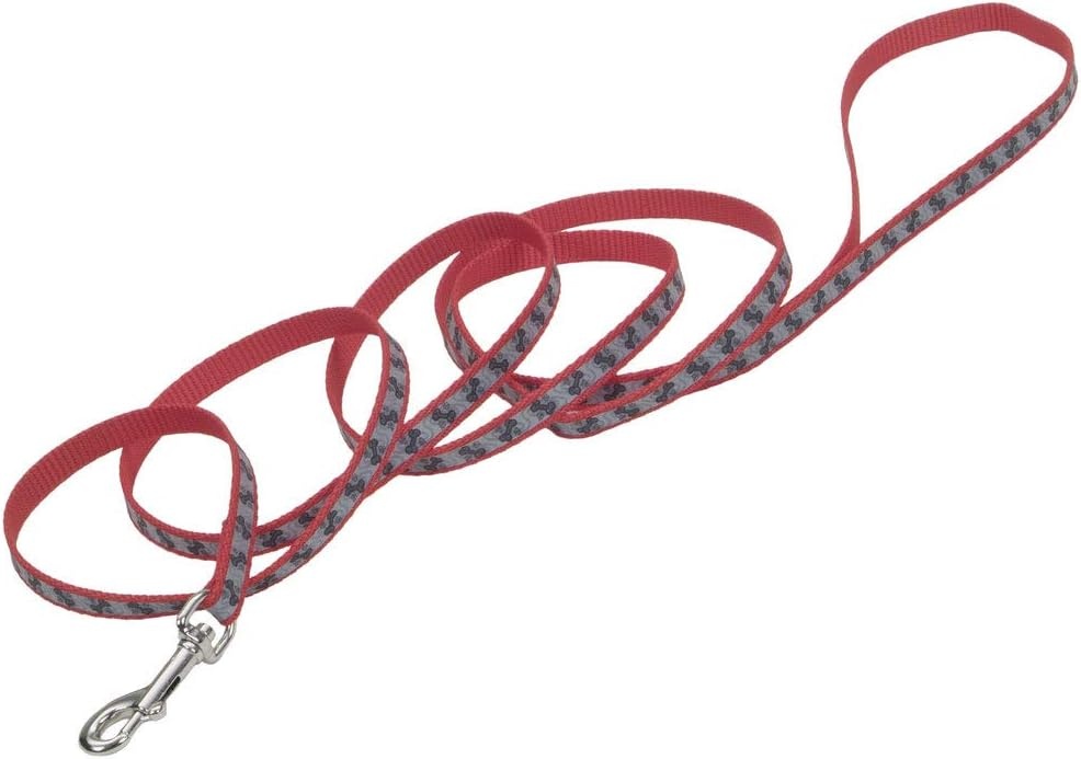 image:imageCoastal Lazer Brite Reflective Dog Leash Red Paws and Bones 1 x 06Red Paws and Bones