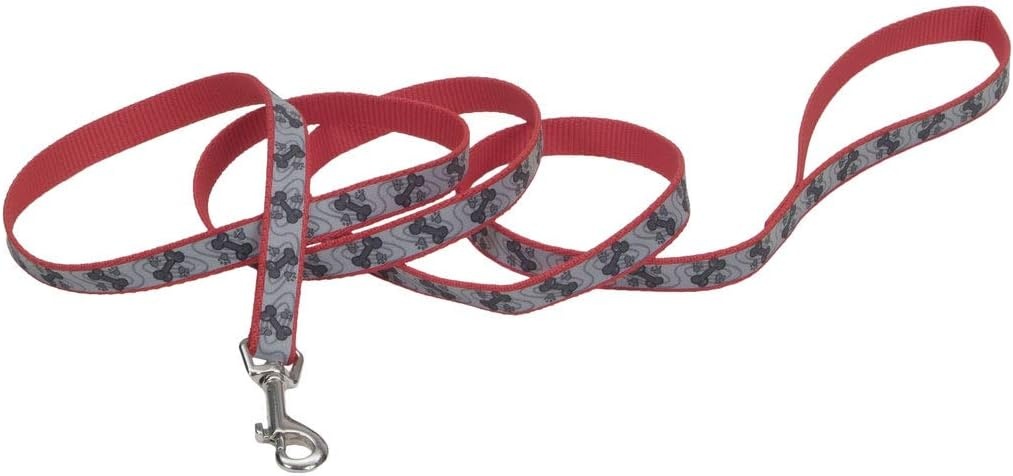 image:imageCoastal Lazer Brite Reflective Dog Leash Red Paws and Bones 1 x 06Red Paws and Bones