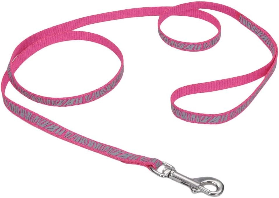 image:imageCoastal Lazer Brite Reflective OpenDesign Dog Leash Pink Zebra 58 x 06Pink Zebra