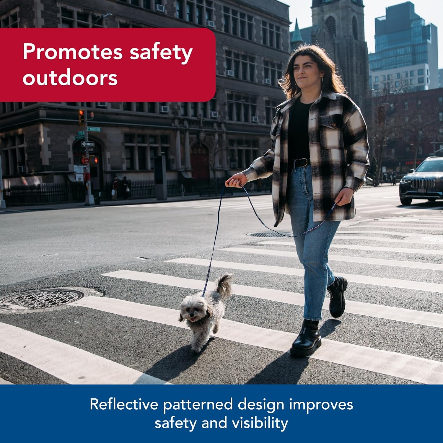 image:imageCoastal Lil Pals Reflective Leash ExtraNarrow Width and EZ Snap Red with Reflective Bones and Triangles 38 x 6Bones and Triangles