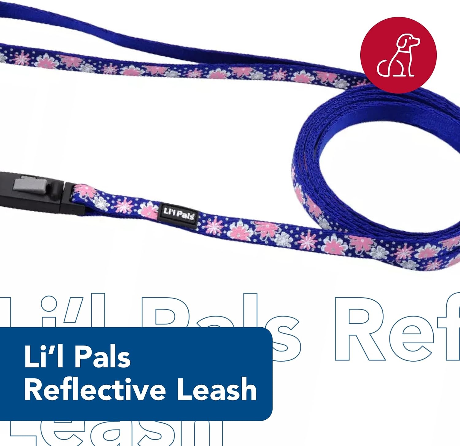 image:imageCoastal Lil Pals Reflective Leash ExtraNarrow Width and EZ Snap Red with Reflective Bones and Triangles 38 x 6Bones and Triangles