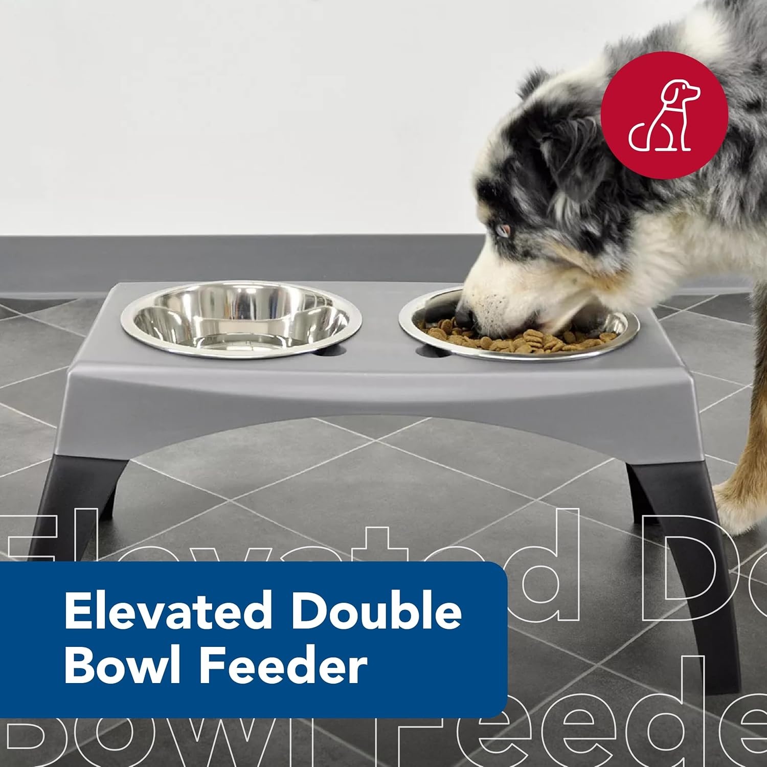 image:imageCoastal Pet Maslow Elevated Feeder Single Pack Grey and Black Medium