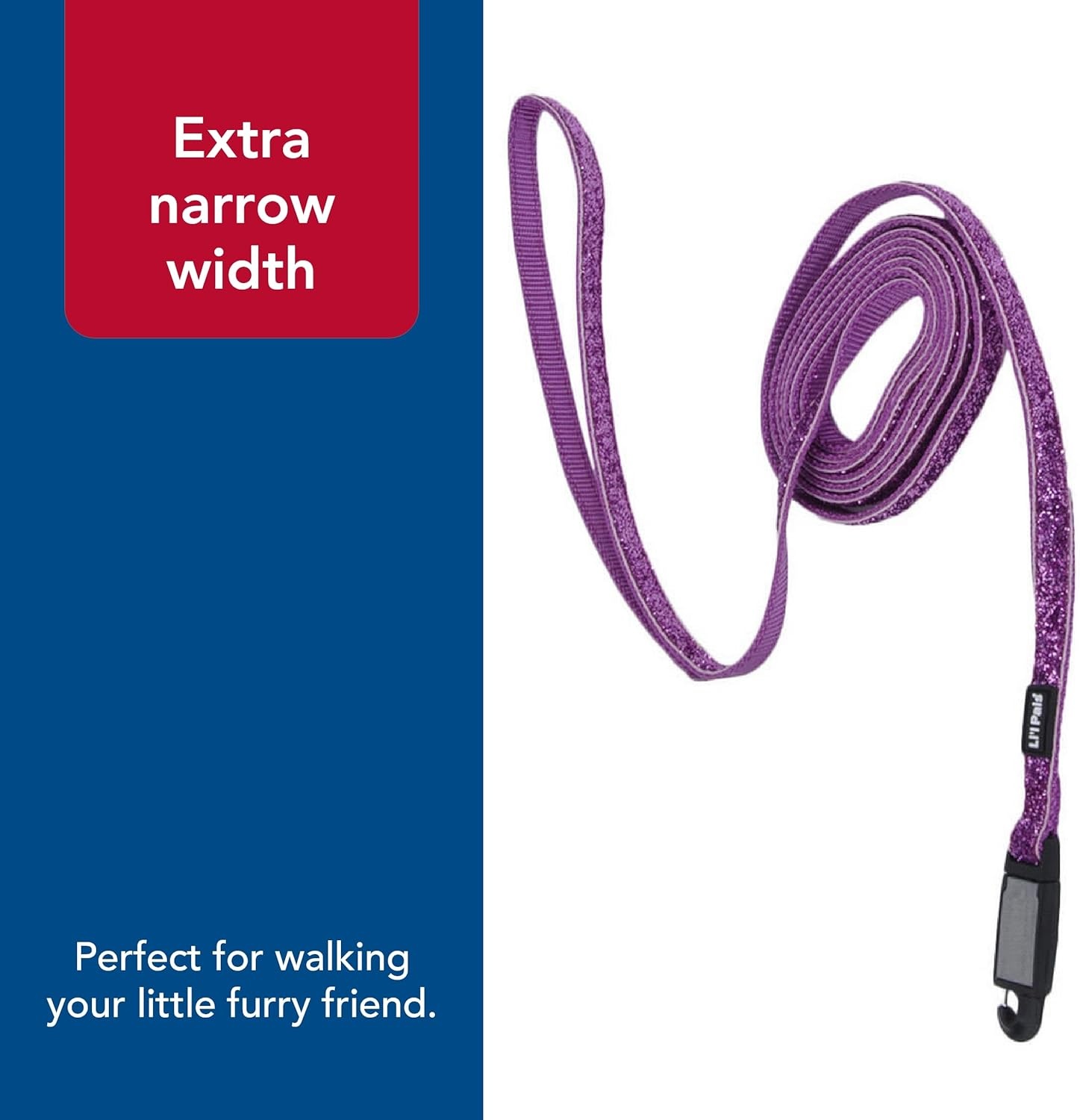 image:imageCoastal Pet Lil Pals Dog Leash with Glitter Overlay For Walking Small Pets Ensures Comfortable Stroll Lightweight Leash with OneHanded EZ Snap Orchid Sparkles 38 x6