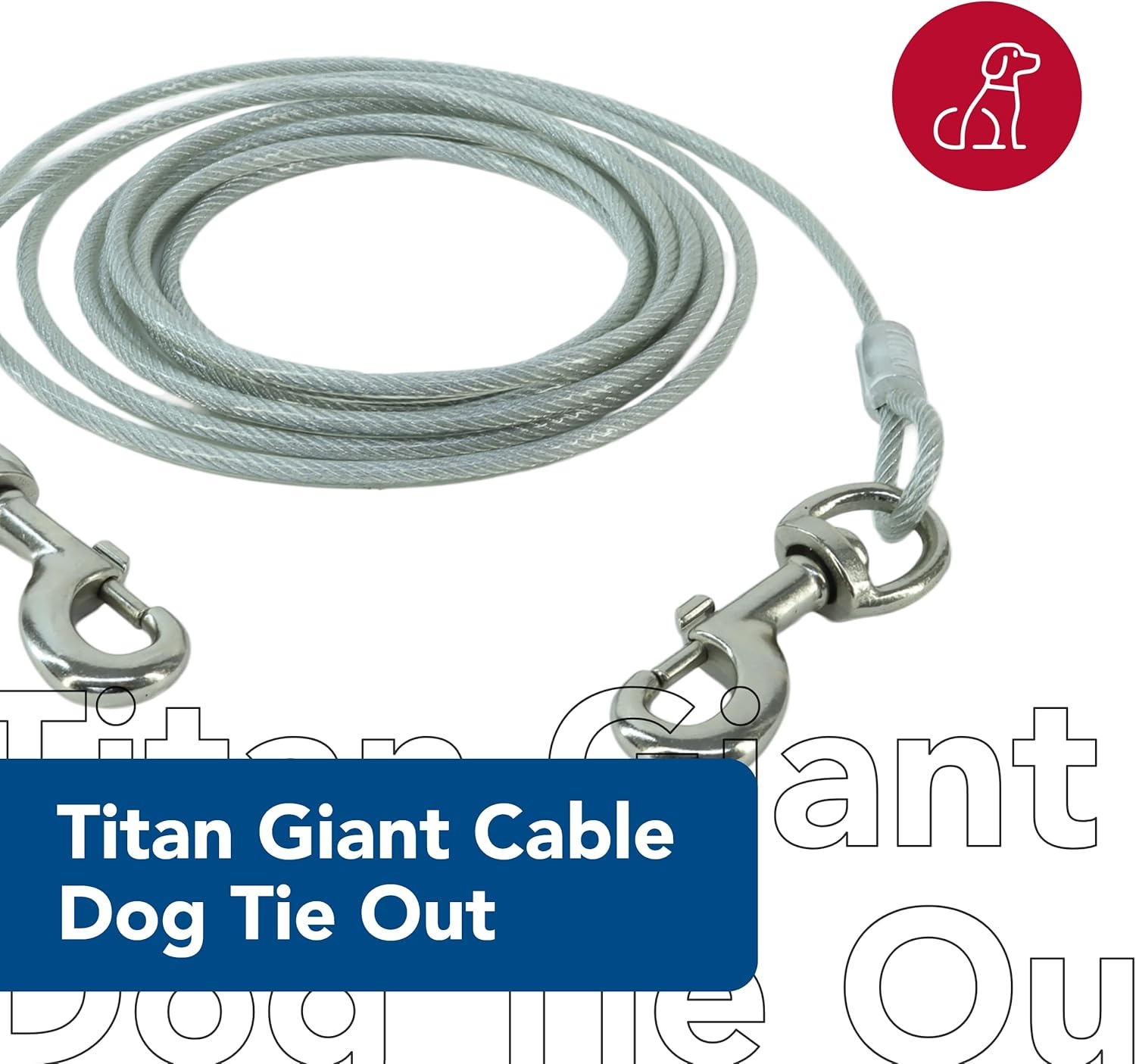 image:imageCoastal Pet Titan Giant Cable Dog Tie Out HeavyDuty Dog Tie Out Cable Cable Tie Out for Dogs up to 150 lbs RustResistant Pet Tie Out Cable Quality Dog Supplies 1010 Pack of 1