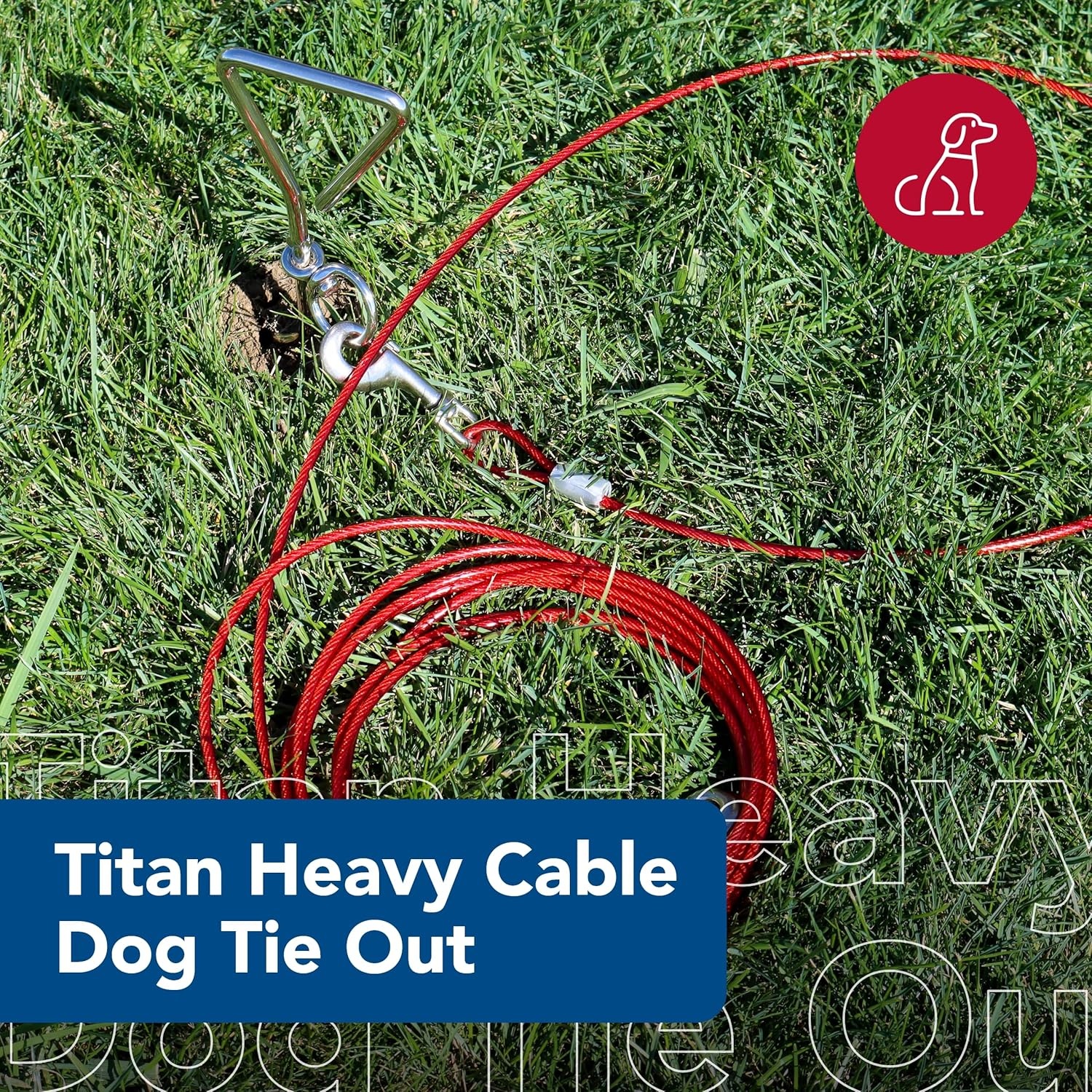image:imageCoastal Pet Titan Heavy Cable Dog Tie Out HeavyDuty Dog Tie Out Cable Cable Tie Out for Dogs up to 80 lbs RustResistant Pet Tie Out Cable Quality Dog Supplies 1520 Pack of 1